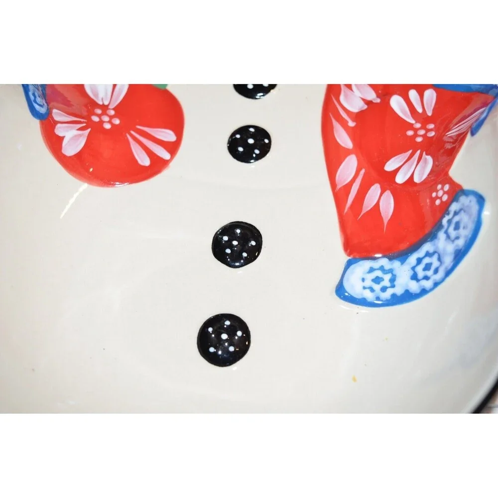 TempTations‎ Tara Winter Whimsy Chip Bowl Baking Dish Snowman Christmas Frosty